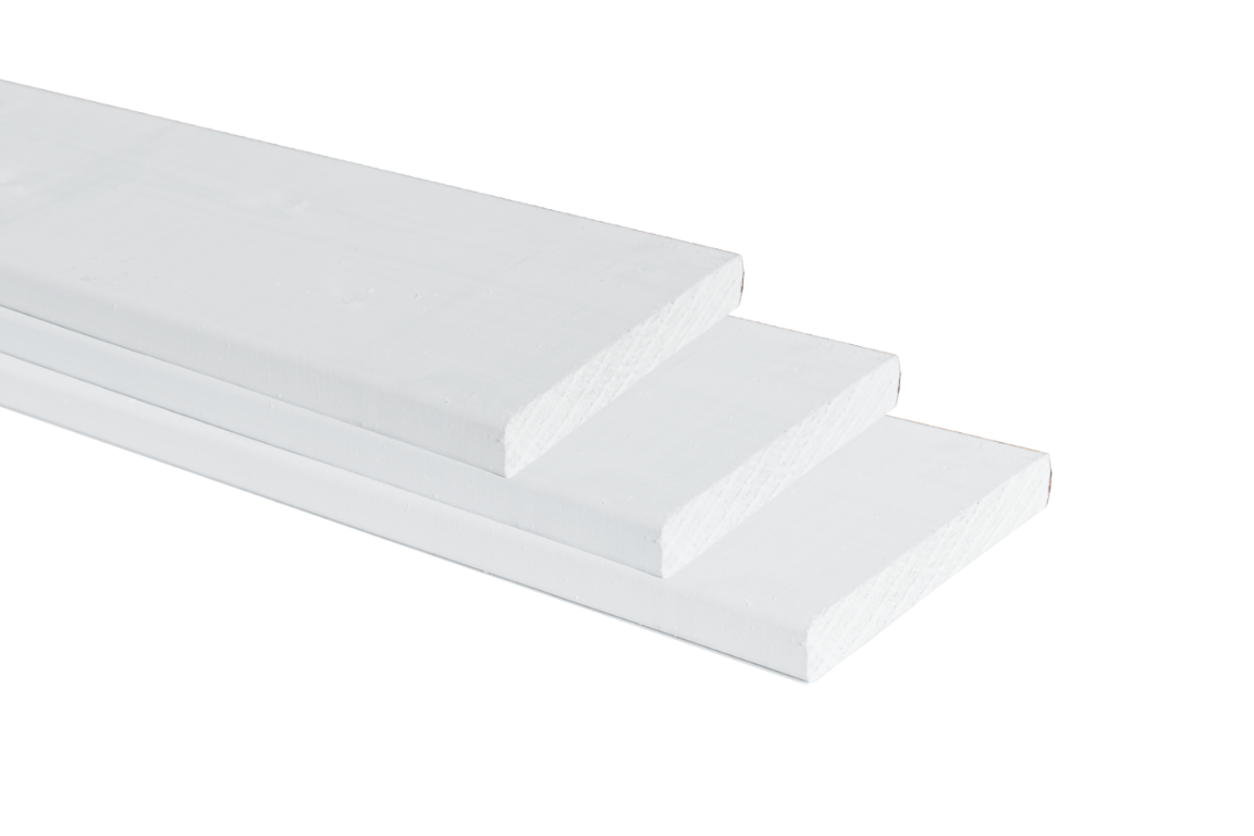 Witte rondkantige planken